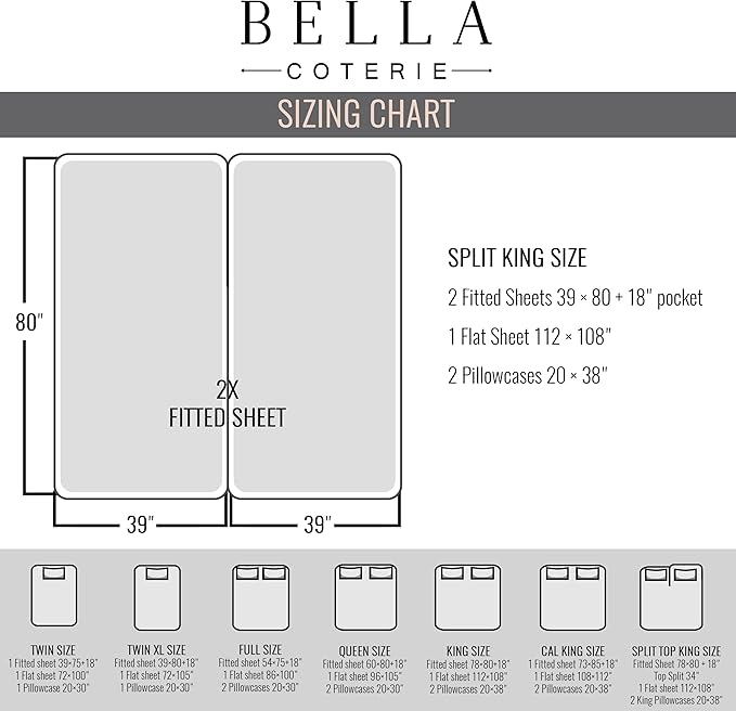 Bamboo Cooling Bed Sheet Set - Split King