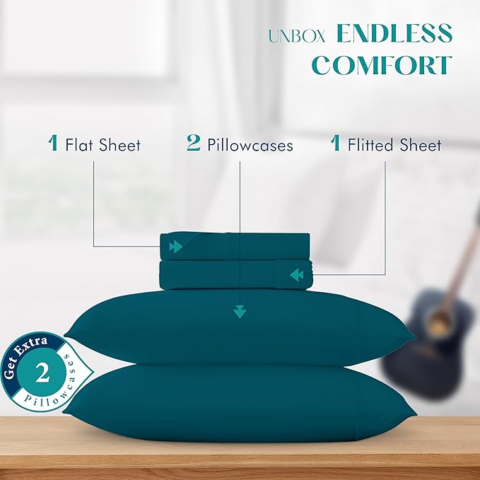 Linen Cooling Bed Sheet Set - King - 17 in Deep Pocket - 4 Piece