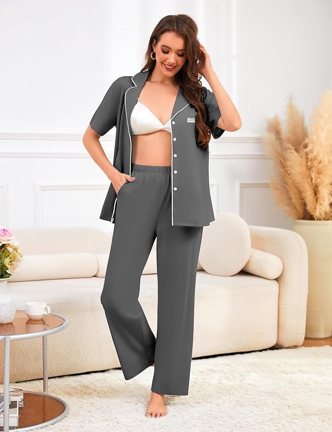 Women's 100% Cotton Pajama Set - Short Sleeve - 2 Piece