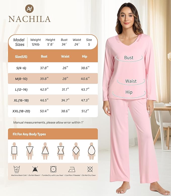 Women's Bamboo Pants Pajama Set - Long Sleeve - 2 Piece