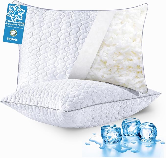 Memory Foam Cooling Bed Pillow - Queen - 2 Piece
