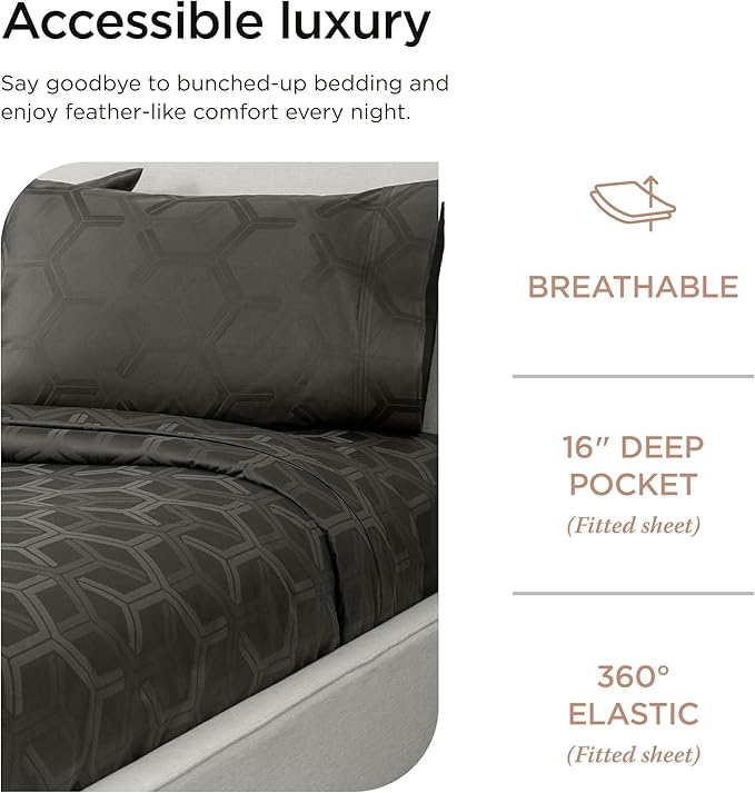 100% Cotton Cooling Bed Sheet Set - Full - 4 Piece
