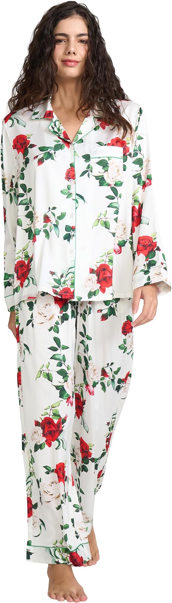 Satin Pajama Set - Long Sleeve - 2 Piece