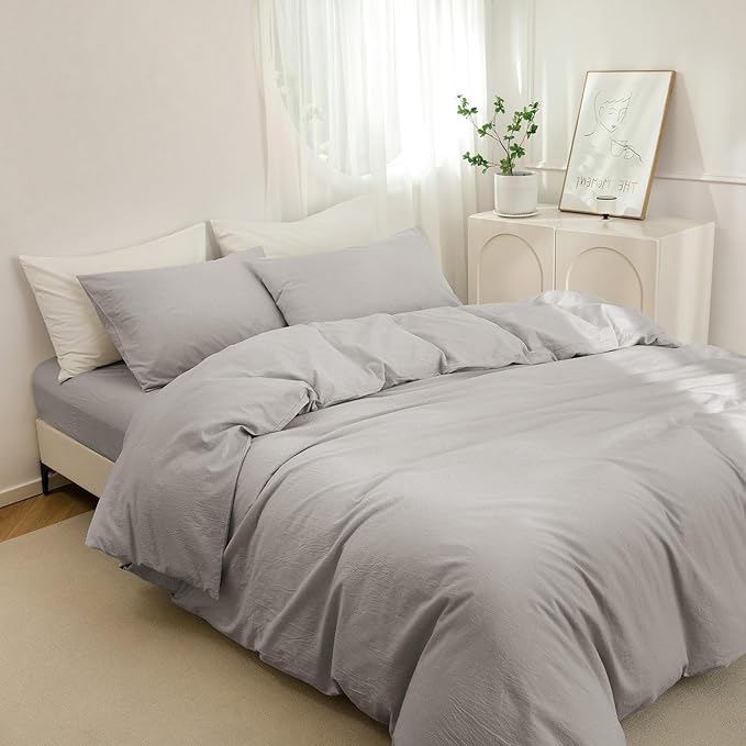 Linen Duvet Cover Set - Queen - 90 x 90 in - 3 Piece