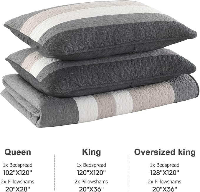100% Cotton Bedding Set - King - 3 Piece
