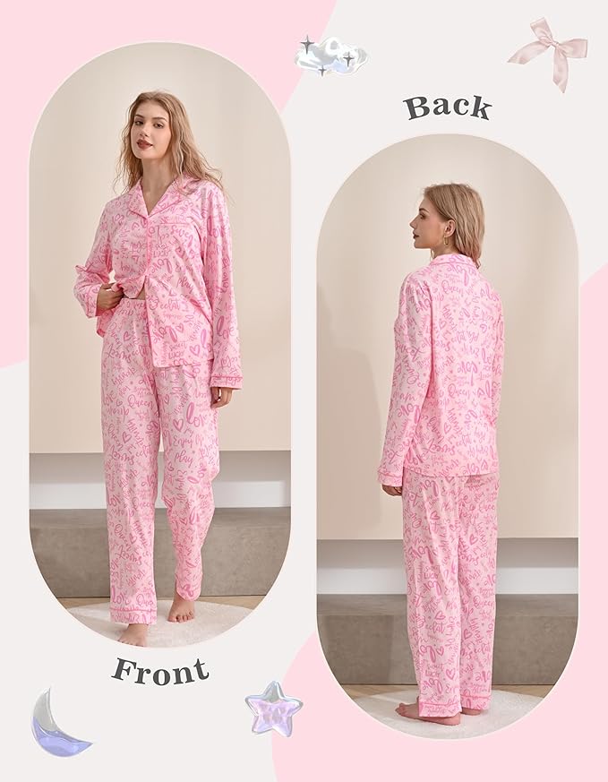 Women's 100% Cotton Pajama Set - Long Sleeve