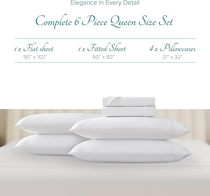 Linen Cooling Bed Sheet Set - Queen - 16 in Deep Pocket - 6 Piece