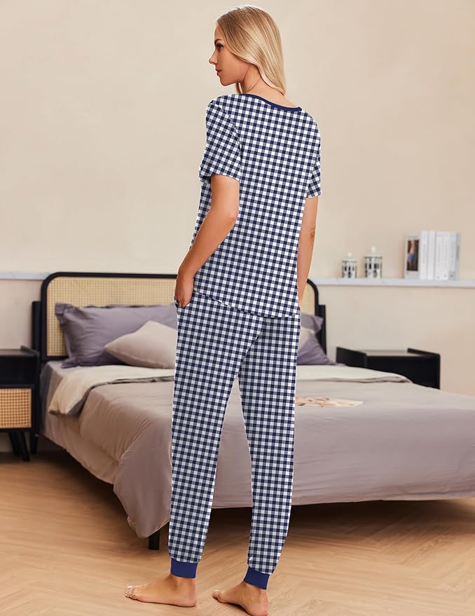 Women's Pants Pajama Set - Short Sleeve - 2 Piece