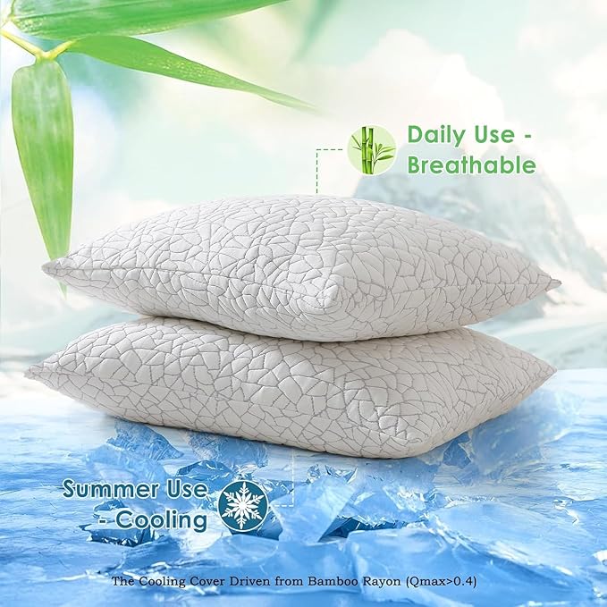 Bamboo Cooling Bed Pillow - Queen - 2 Piece