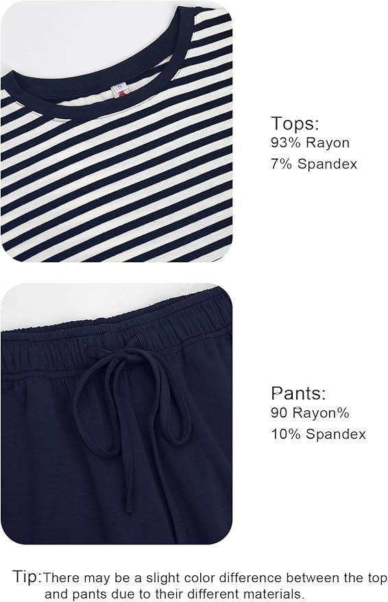 Women's Loungewear Set - Short Sleeve - Pants - 2 Piece