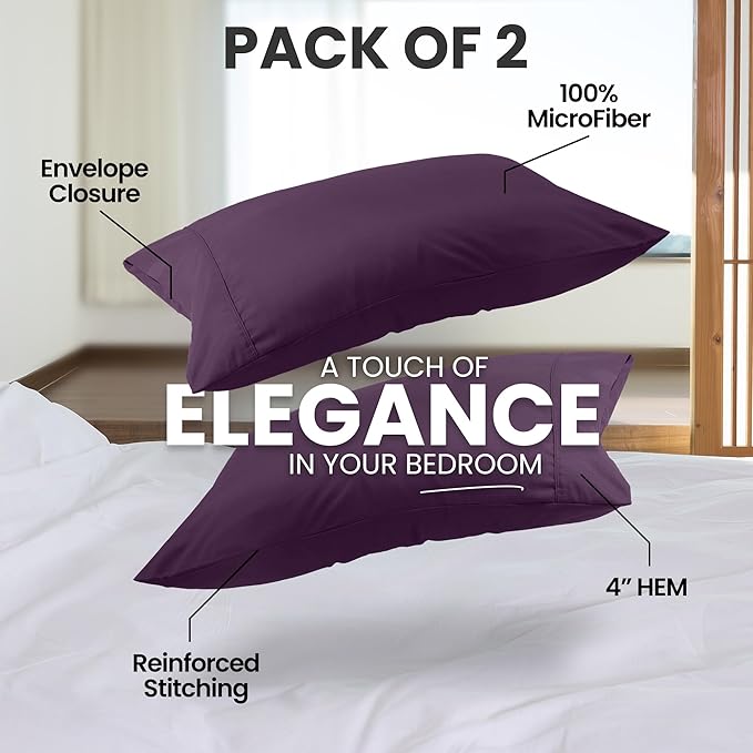 Microfiber Pillowcase Set - King - 20 x 40 in - 2 Pack