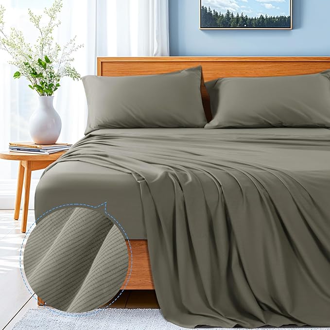 100% Cotton Cooling Bed Sheet Set - King - 4 Piece
