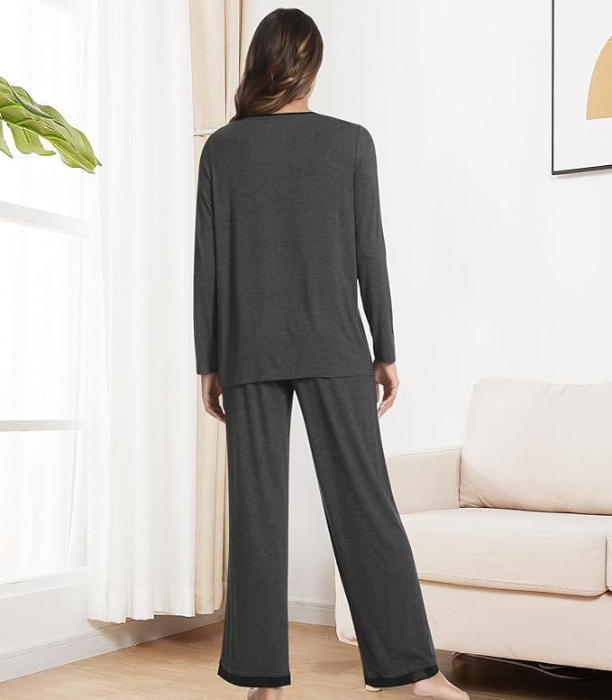 Women's Bamboo Pants Pajama Set - Long Sleeve - 2 Piece