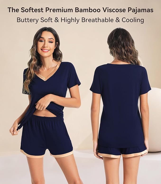 Women's Bamboo Cooling Pajama Set - Short Sleeve - 2 Piece