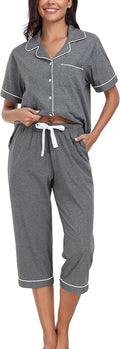 Women's 100% Cotton Capri Pajama Set - Short Sleeve - 2 Piece