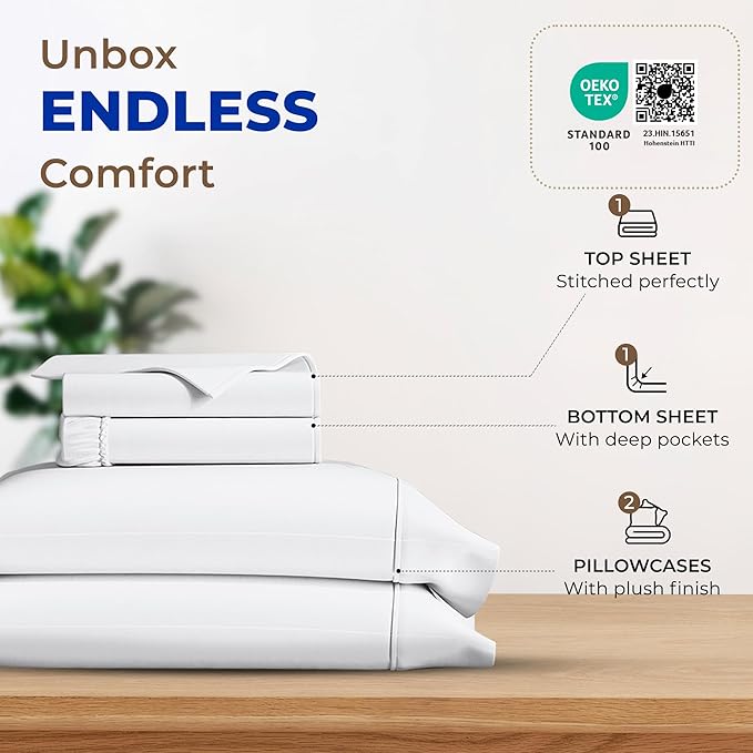 Cooling Bed Sheet Set - Full - 16 in Deep Pocket - 4 Piece