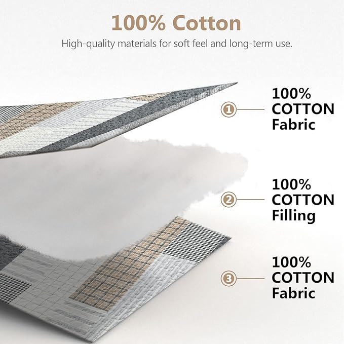 100% Cotton Quilt Set - King - 3 Piece