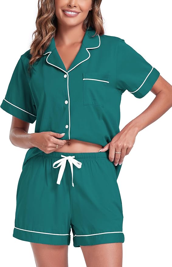 100% Cotton Pajama Set - Short Sleeve - 2 Piece