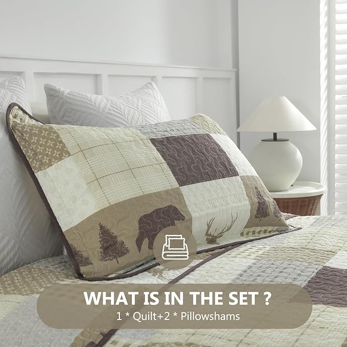 100% Cotton Quilt Set - King - 3 Piece
