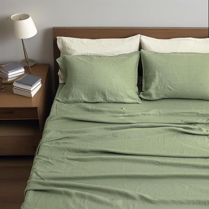 Linen Bed Sheet Set - Queen - 4 Piece