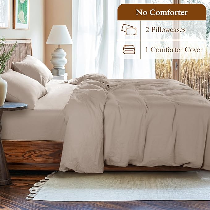 Linen Duvet Cover Set - California King - 3 Piece
