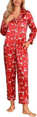 Women's Satin Pajama Set - Long Sleeve - 2 Piece
