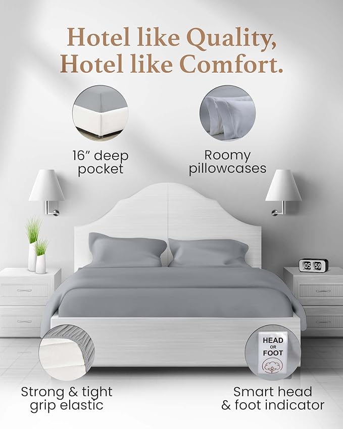 Bed Sheet Set - Twin XL - 16 in Deep Pocket - 4 Piece