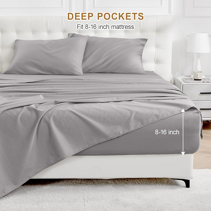 100% Cotton Bed Sheet Set - King - 4 Piece