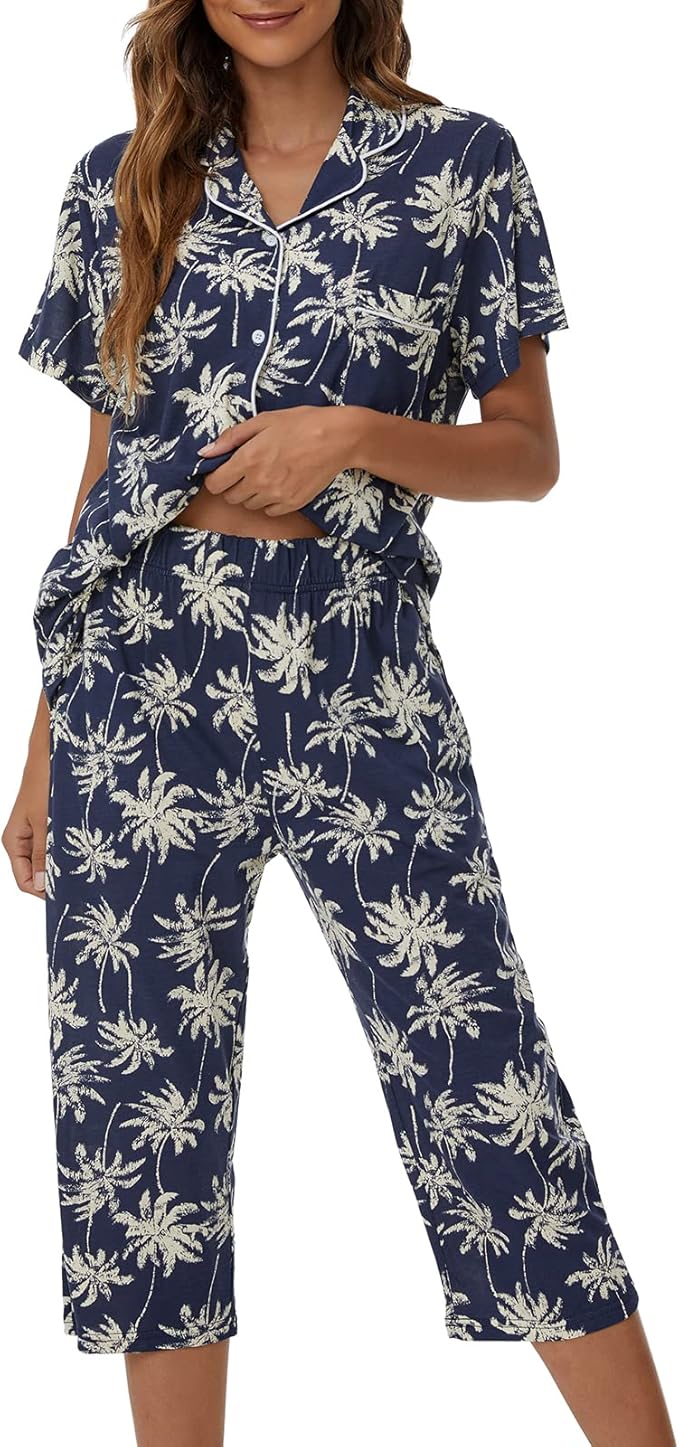 Capri Pajama Set - Short Sleeve - 2 Piece