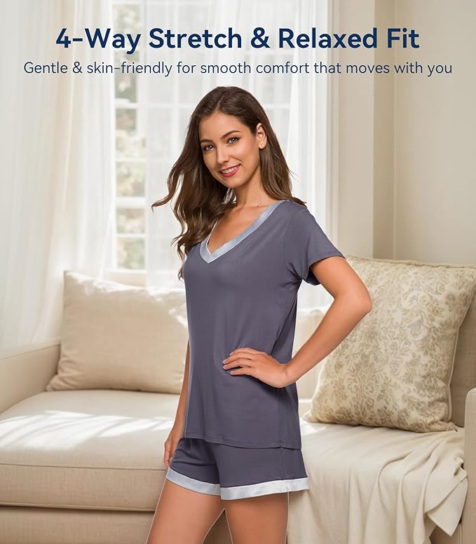 Women's Bamboo Cooling Pajama Set - Short Sleeve - 2 Piece