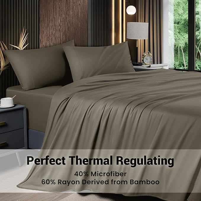 Bamboo Cooling Bed Sheet Set - King - 4 Piece