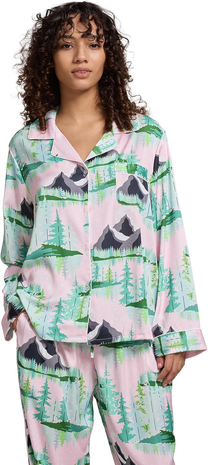 Satin Pajama Set - Long Sleeve - 2 Piece