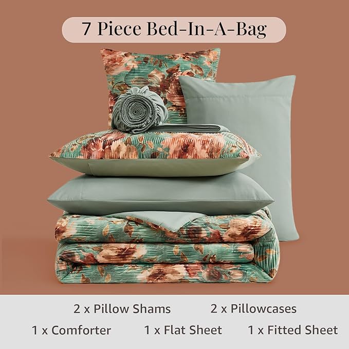 Velvet Comforter Set - Queen - 7 Piece