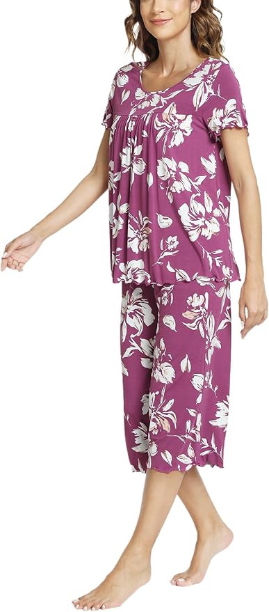 Bamboo Capri Pajama Set - Short Sleeve - 2 Piece