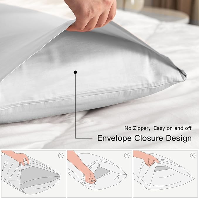 100% Cotton Pillowcase Set - King - 20 x 36 in - 2 Piece