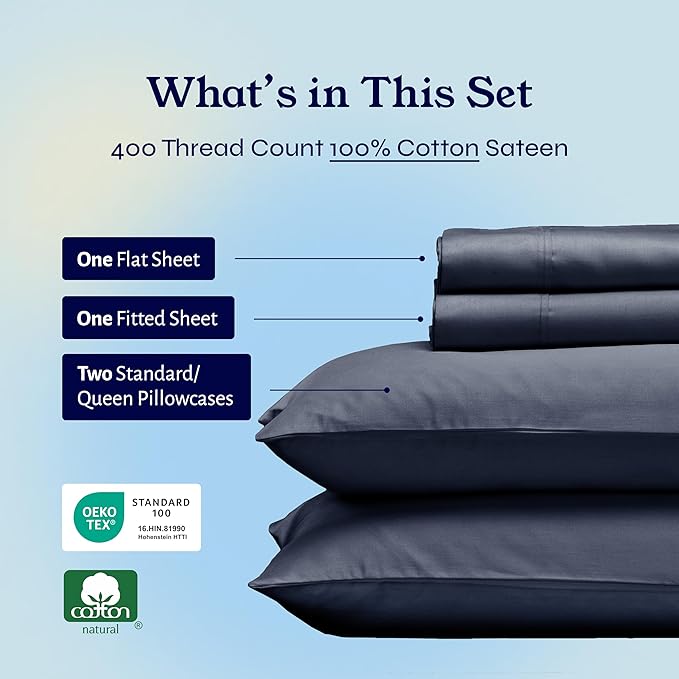 100% Cotton Bed Sheet Set - Queen - 4 Piece