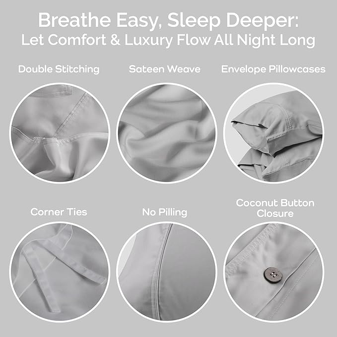 Bamboo Cooling Duvet Cover Set - Queen - 3 Piece