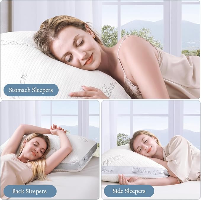 Memory Foam Bed Pillow - Queen - 2 Piece