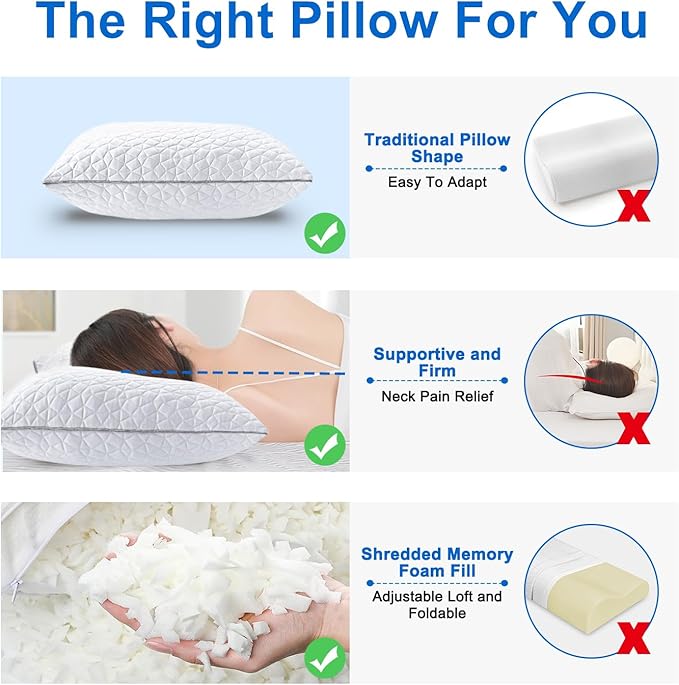 Memory Foam Cooling Bed Pillow - Standard - 2 Piece