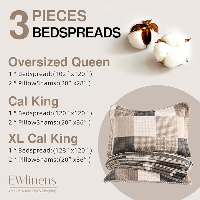 100% Cotton Bedding Set - California King - 3 Piece