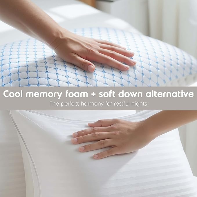 Memory Foam Cooling Bed Pillow - King - 2 Piece