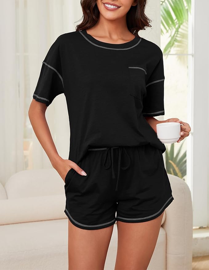 Women's 100% Cotton Shorts Pajama Set - Short Sleeve - 2 Piece