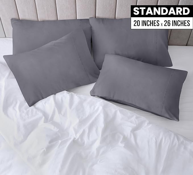 Microfiber Pillowcase Set - Standard - 20 x 26 in - 4 Pack