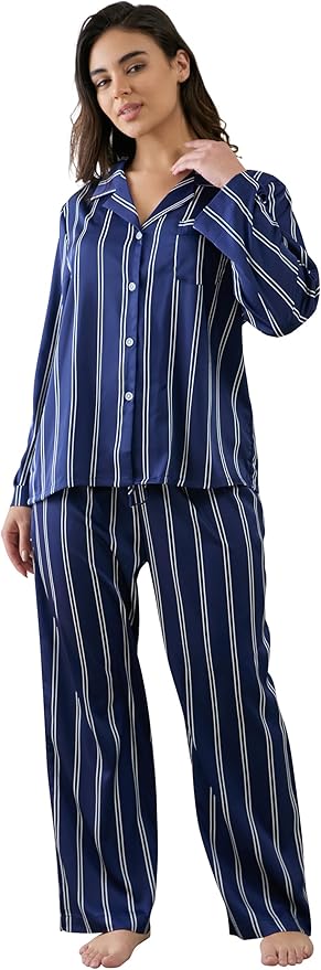 Satin Pajama Set - Long Sleeve - 2 Piece