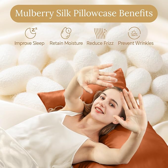 Mulberry Silk Cooling Pillowcase Set - Queen - 20 x 30 in - 2 Pack - 2 Piece