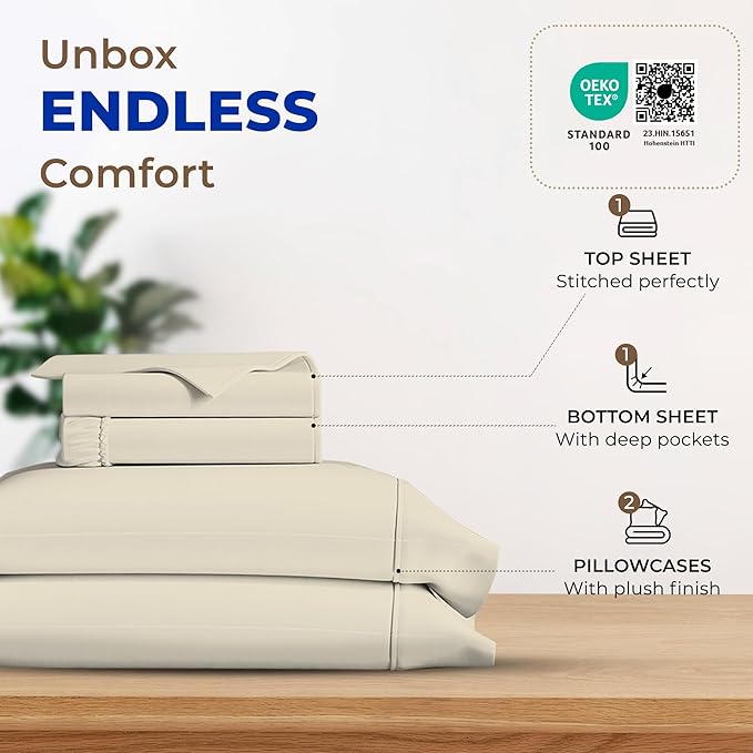 Cooling Bed Sheet Set - Full - 16 in Deep Pocket - 4 Piece