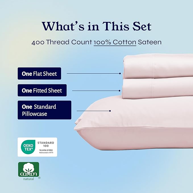 100% Cotton Bed Sheet Set - Twin XL - 3 Piece
