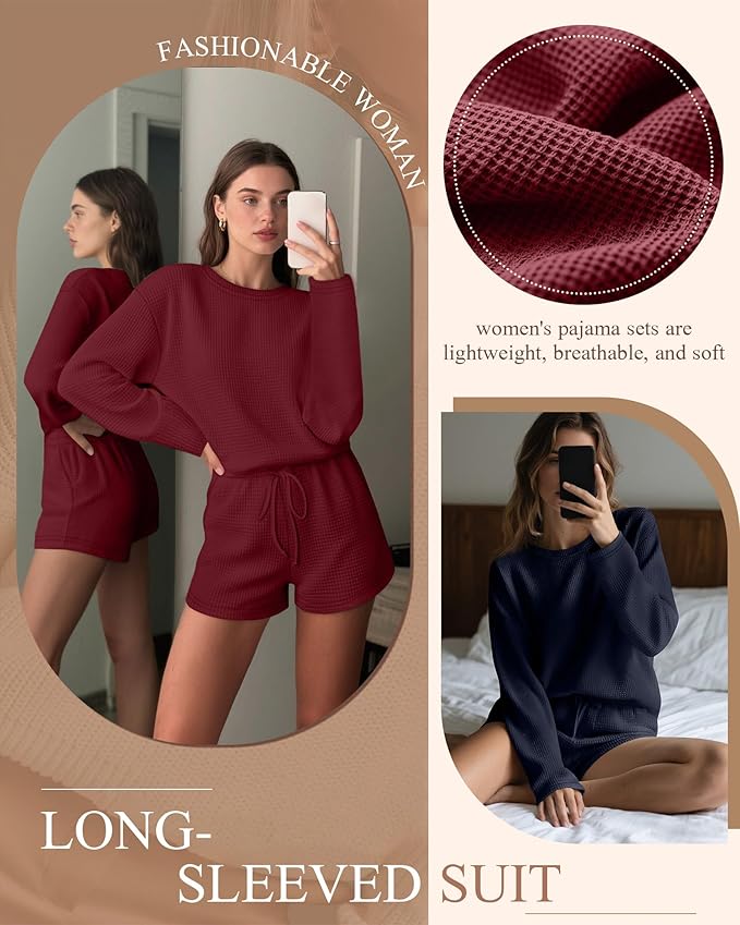 Women's Shorts Pajama Set - Long Sleeve - 2 Pack - 2 Piece