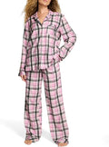 Women's Flannel Pants Pajama Set - Long Sleeve - 2 Piece