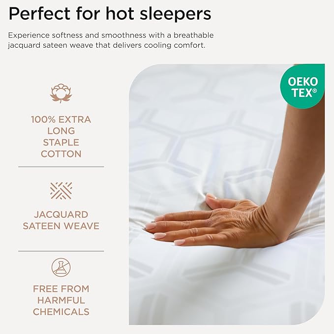 100% Cotton Cooling Bed Sheet Set - Full - 4 Piece